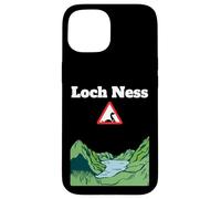 Divertido monstruo de recuerdo del lago Nessie señal de carretera de advertencia Carcasa para iPhone 15