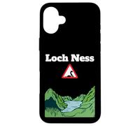 Divertido monstruo de recuerdo del lago Nessie señal de carretera de advertencia Carcasa para iPhone 16 Plus