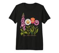 Divertido Moody Flores De Dibujos Animados Jardín Caras Floral Humor Arte Camiseta Premium