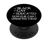 Divertido Negro Gay Orgullo Apoyo LGBTQ Derechos PopSockets PopGrip Adhesivo