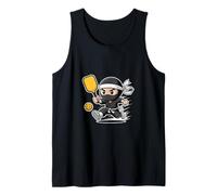 Divertido Ninja Pickleball Jugador Chibi Action Warrior Camiseta sin Mangas