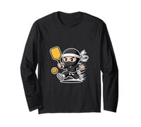 Divertido Ninja Pickleball Jugador Chibi Action Warrior Manga Larga