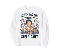 Divertido niño Cansado Nuevo papá Corriendo en el sueño Roto Diario Sudadera