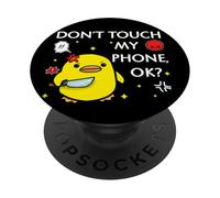 Divertido No Toques Mi Teléfono Lindo Pato Enojado con Cuchillo Meme PopSockets PopGrip Adhesivo