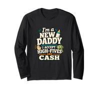 Divertido Nuevo Papá Nuevo Padre High Five Cash Humor Manga Larga