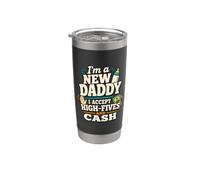 Divertido Nuevo Papá Nuevo Padre High Five Cash Humor Vaso térmico de acero inoxidable de doble pared