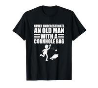 Divertido Nunca Subestimes a un Anciano con una Bolsa de Cornhole Camiseta