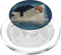 Divertido Océano Aventura Gato Mordiendo Un Tibur PopSockets PopGrip para MagSafe