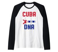 Divertido Orgullo de la Bandera de Cuba ADN Amor Cubano Americano Broma Orgullosa Camiseta Manga Raglan
