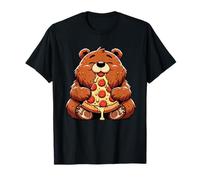 Divertido oso comiendo pizza gráfico niños niñas mujeres niños Camiseta