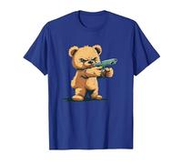 Divertido Oso de Peluche con Pistola para los Amantes de Las Armas Camiseta, Hombre, Azul Real, XXL