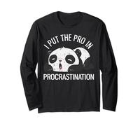Divertido oso panda: puse al profesional en la procrastinación Manga Larga