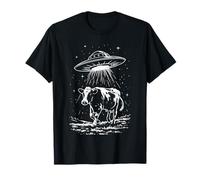 Divertido OVNI Vaca Abduction Alien Space Vintage Style para Hombre Camiseta