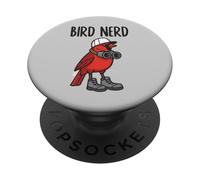 Divertido pájaro Nerd observando Cardenal con prismáticos Arte de la Naturaleza PopSockets PopGrip Adhesivo