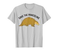 Divertido Pangolin Guardar los Pangolins Camiseta, Hombre, Plata, 3XL