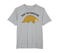 Divertido Pangolin Guardar los Pangolins Camiseta, Hombre Tallas Grandes, Gris Jaspeado, 4X Alto
