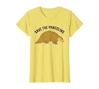 Divertido Pangolin Guardar los Pangolins Camiseta, Mujer, Limón, S