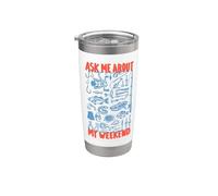 Divertido Papá de Pesca Pregúntame Acerca de Mi Boceto de Fin de Sem Vaso térmico de acero inoxidable de doble pared