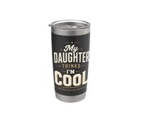 Divertido Papá Hija Familia Cita Cool Retro Humor Estado de ánimo Vaso térmico de acero inoxidable de doble pared