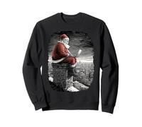 Divertido Papá Noel en Chimenea con portátil Nochebuena Sudadera