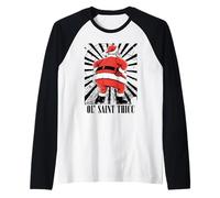 Divertido Papá Noel Gag OL' Saint Thicc Chistes de Navidad Camiseta Manga Raglan