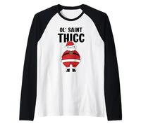 Divertido Papá Noel Gag OL' Saint Thicc Chistes de Navidad Camiseta Manga Raglan