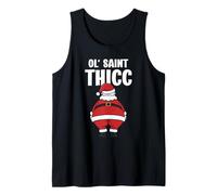Divertido Papá Noel Gag OL' Saint Thicc Chistes de Navidad Camiseta sin Mangas