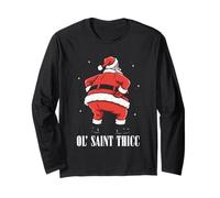 Divertido Papá Noel Gag OL' Saint Thicc Chistes de Navidad Manga Larga