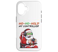 Divertido Papá Noel Gamer Navideño Ho Ho Hold My Controller Carcasa para iPhone 16