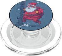 Divertido Papá Noel Gordo en la Pared para los Amantes de la Escalada PopSockets PopGrip para MagSafe