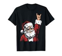 Divertido Papá Noel Heavy Metal Navidad Rock On Camiseta