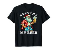 Divertido Papá Noel Tropical con Cerveza - Ho Ho Hold My Beer Christmas Camiseta