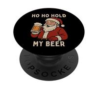 Divertido Papá Noel Tropical con Cerveza - Ho Ho Hold My Beer Christmas PopSockets PopGrip Adhesivo