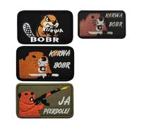 Divertido parche bordado de castor con gancho en la parte trasera, insignia táctica de moral para decoración de mochila, 8 x 5 cm