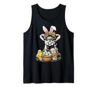 Divertido Pascua Highland Cow Café Huevo de Pascua Vaca de Las Tierr Camiseta sin Mangas