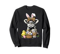 Divertido Pascua Highland Cow Café Huevo de Pascua Vaca de Las Tierr Sudadera