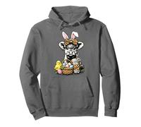 Divertido Pascua Highland Cow Café Huevo de Pascua Vaca de Las Tierr Sudadera con Capucha