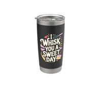 Divertido pastel de pastelería de panadero con forma de «Te batiré un dulce día» Vaso térmico de acero inoxidable de doble pared