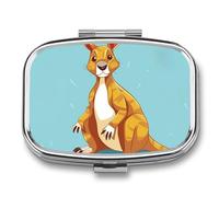 Divertido pastillero cuadrado con diseño de canguro y zoológico, portátil, organizador de vitaminas para bolsillo