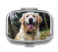 Divertido pastillero Golden Retriever, bonito pastillero cuadrado, portátil, organizador de vitaminas para bolsillo