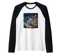 Divertido Pastor Alemán Comiendo Pizza para Niños Perros Mamá Juventud Camiseta Manga Raglan