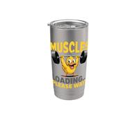 Divertido Pato Cartoon Cargando Músculos... Espere Vaso térmico de acero inoxidable de doble pared