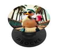 Divertido pato enrollable retro de verano PopSockets PopGrip Adhesivo