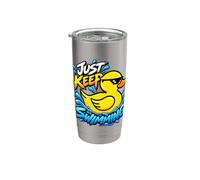 Divertido pato natación verano piscina deportes acuáticos arte Vaso térmico de acero inoxidable de doble pared