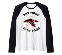 Divertido pato volador caza para cazadores comer más comida rápida Camiseta Manga Raglan