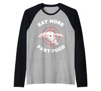 Divertido Pato Volador Caza para Cazadores Comer más Comida rápida Camiseta Manga Raglan