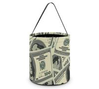 Divertido patrón de dinero de dólar para Halloween, cubos de truco o trato, bolsas de caramelos, bolsa reutilizable para decoración de fiestas y día festivo
