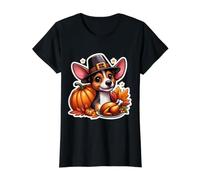 Divertido Pavo de Acción de Gracias Rat Terrier Dueño de Perro Amante Divertido Camiseta gráfica económica, Mujer, Negro, XS