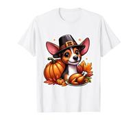 Divertido Pavo de Acción de Gracias Rat Terrier Dueño de Perro Amante Divertido Camiseta gráfica económica, Hombre, Blanco, S