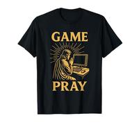Divertido PC Gamer Jesús Oración Meme Retro Juego de Palabras RPG Camiseta